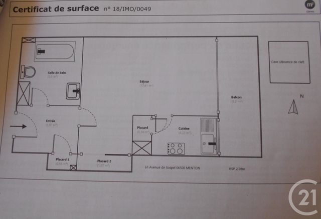 Afficher la photo en grand Appartement F1 à vendre - 1 pièce - 29,73 m2 - Menton - 06 - PROVENCE-ALPES-COTE-D-AZUR